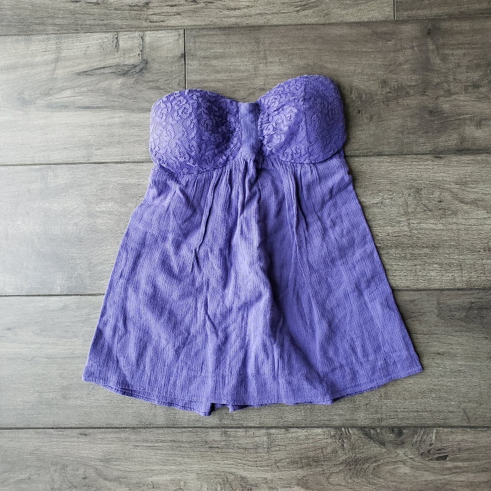 EUC Purple Padded Strapless Top Size Medium